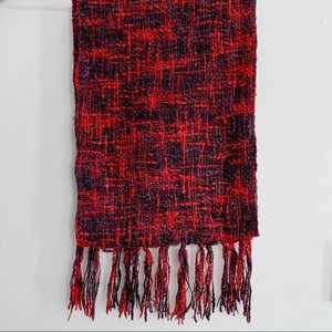 Red Black Purple Knit Scarf Fringe Winter Fall Boho Y2K Twee Elena Gilbert Cabin
